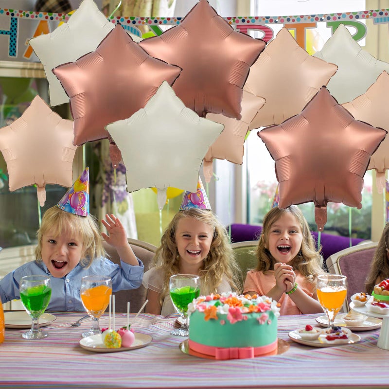 KALOR Beige Brown and White Sand Star Foil Balloons, 10 Pcs 18 Inch Stars Shape Foil Mylar Balloons for Birthdays, Weddings, Baby Showers Decorations - Image 3